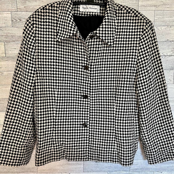 Rena Rowan Jackets & Blazers - Rena Rowan 100% Wool Houndstooth‎ Blazer Single-Breasted Fully Lined Sz-Large